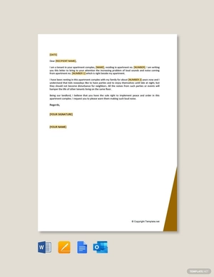 Tenant Complaint Letter about Noise Template