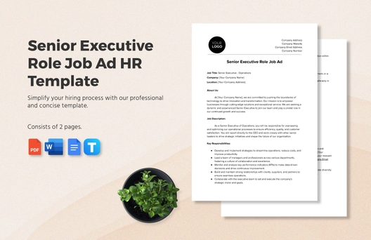 Senior Executive Role Job Ad HR Template
