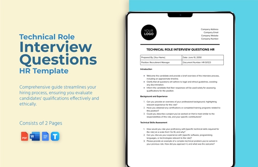 Technical Role Interview Questions HR Template