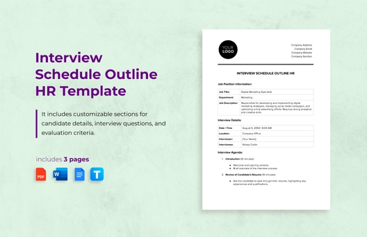 Interview Schedule Outline HR Template