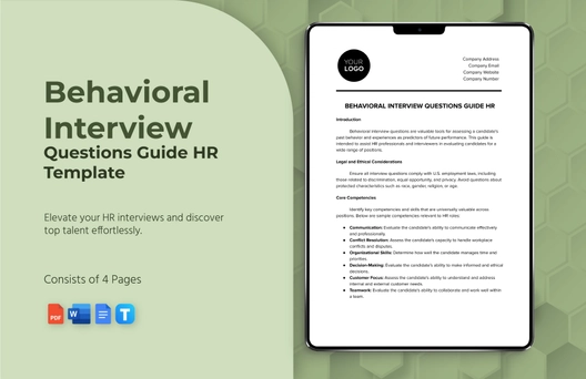 Behavioral Interview Questions Guide HR Template