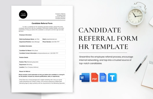 Candidate Referral Form HR Template