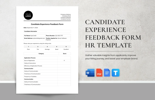 Candidate Experience Feedback Form HR Template