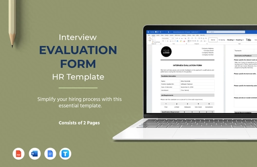 Interview Evaluation Form HR Template