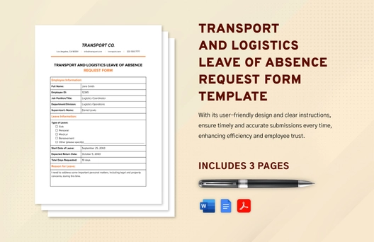 Transport and Logistics Leave of Absence Request Form Template Transport and Logistics Leave of Absence Request Form Template