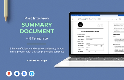 Post-Interview Summary Document HR Template