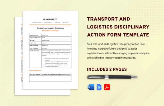 Transport and Logistics Disciplinary Action Form Template