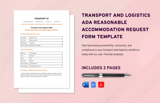 Transport and Logistics ADA Reasonable Accommodation Request Form Template