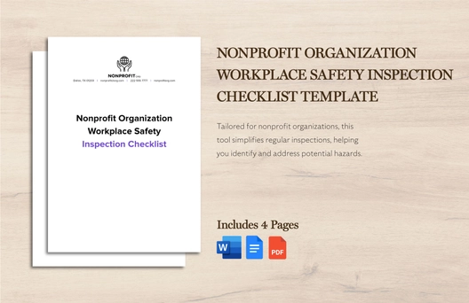 Nonprofit Organization Workplace Safety Inspection Checklist Template