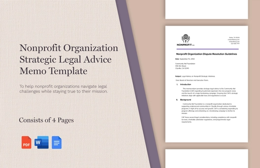 Nonprofit Organization Strategic Legal Advice Memo Template Nonprofit Organization Strategic Legal Advice Memo Template