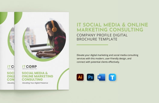 IT Social Media & Online Marketing Consulting Company Profile Digital Brochure Template