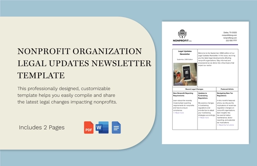Nonprofit Organization Legal Updates Newsletter Template