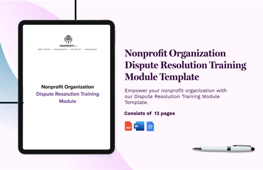 Nonprofit Organization Dispute Resolution Training Module Template
