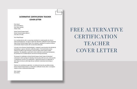 Alternative Certification Teacher Cover Letter
