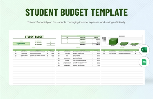 Student Budget Template Student Budget Template