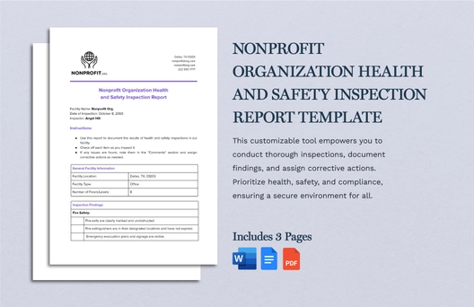 Nonprofit Organization Health and Safety Inspection Report Template