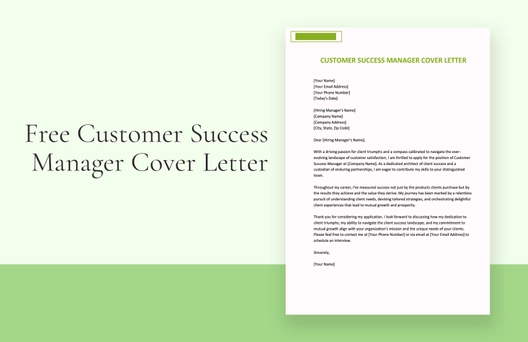 Customer Success Manager Cover Letter Customer Success Manager Cover Letter