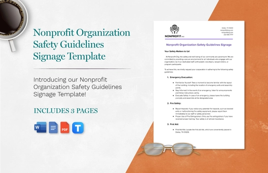 Nonprofit Organization Safety Guidelines Signage Template