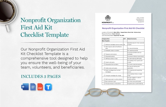 Nonprofit Organization First Aid Kit Checklist Template