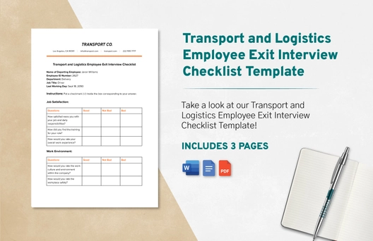 Transport and Logistics Employee Exit Interview Checklist Template