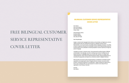Bilingual Customer Service Representative Cover Letter
