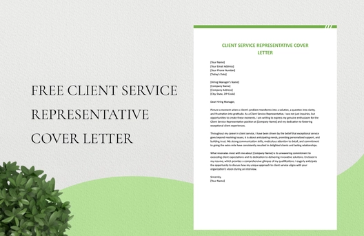 Client Service Representative Cover Letter