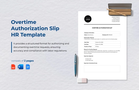 Overtime Authorization Slip HR Template