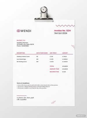 Wedding Planners Invoice Template Wedding Planners Invoice Template