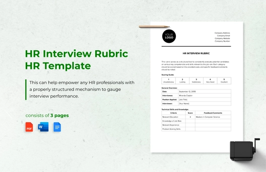 HR Interview Rubric Template