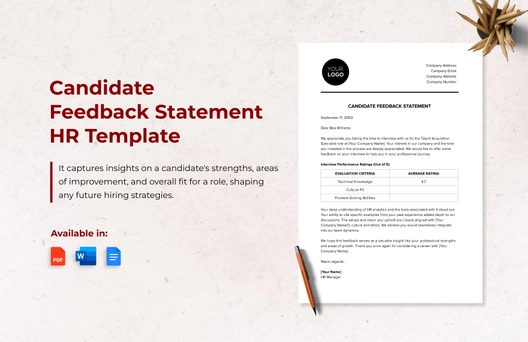 Candidate Feedback Statement HR Template Candidate Feedback Statement HR Template