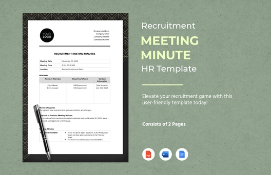 Recruitment Meeting Minute HR Template