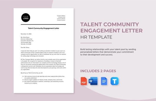 Talent Community Engagement Letter HR Template