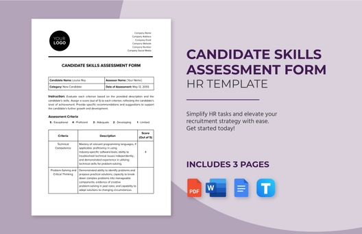 Candidate Skills Assessment HR Template