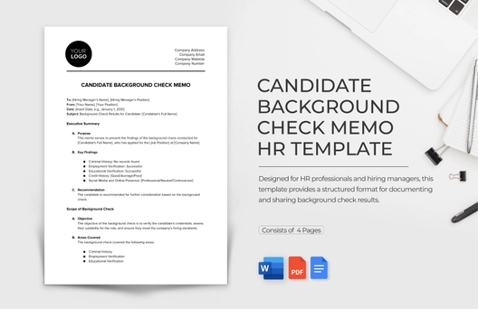 Candidate Background Check Memo HR Template