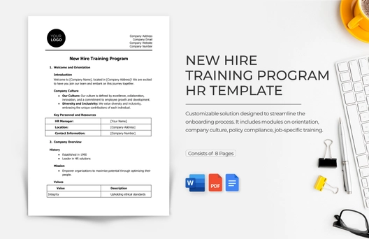 New Hire Training Program HR Template