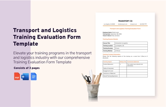 Transport and Logistics Training Evaluation Form Template