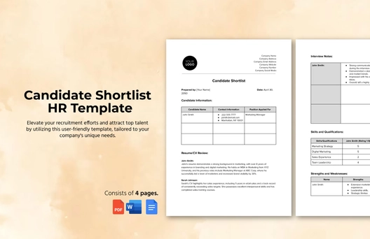 Candidate Shortlist HR Template