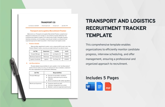 Transport and Logistics Recruitment Tracker Template