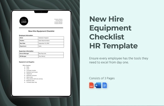 New Hire Equipment Checklist HR Template New Hire Equipment Checklist HR Template