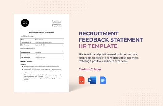 Recruitment Feedback Statement HR Template Recruitment Feedback Statement HR Template