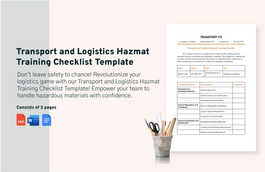 Transport and Logistics Hazmat Training Checklist Template