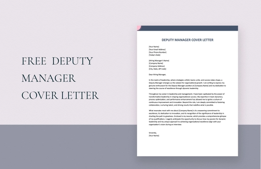 Deputy Manager Cover Letter Deputy Manager Cover Letter