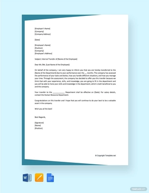 Employee Internal Transfer Letter