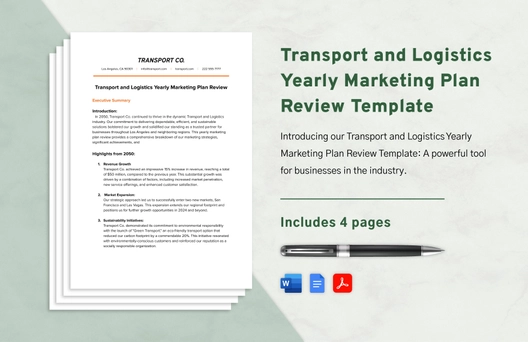 Transport and Logistics Yearly Marketing Plan Review Template Transport and Logistics Yearly Marketing Plan Review Template
