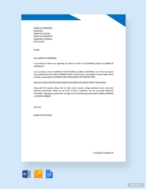 Letter of Intent for University Admission