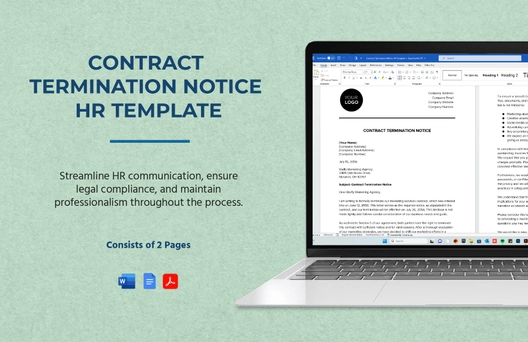 Contract Termination Notice HR Template