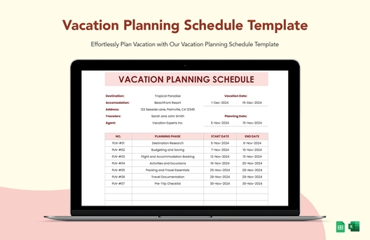 Vacation Planning Schedule Template