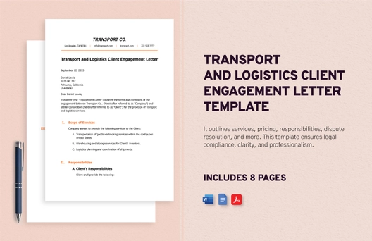Transport and Logistics Client Engagement Letter Template