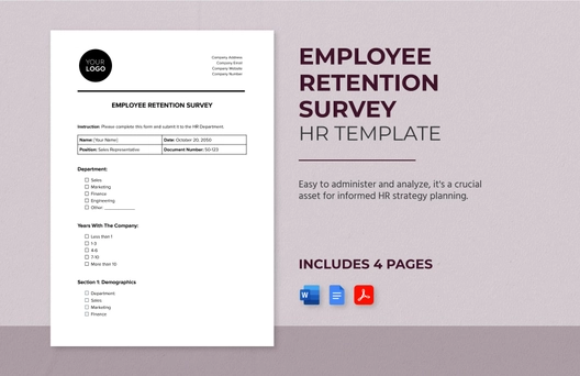 Employee Retention Survey HR Template