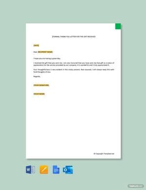 Formal Thank You Letter For Gift Received